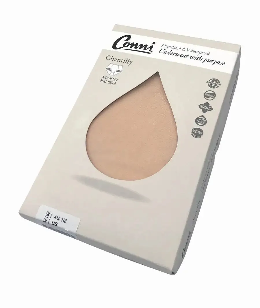 Conni Ladies Classic Brief  Absorbent Undergarment Beige- (AU/NZ) Size 10