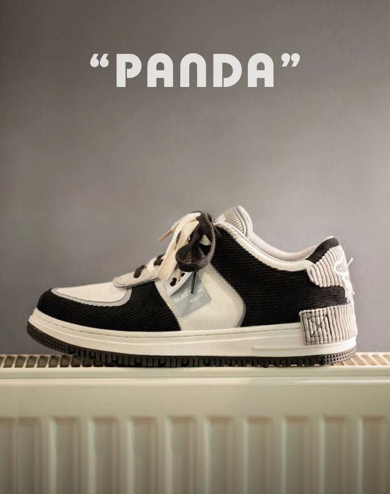 Corduroy Panda Embroidery Tassel Sports Unisex Casual Shoes