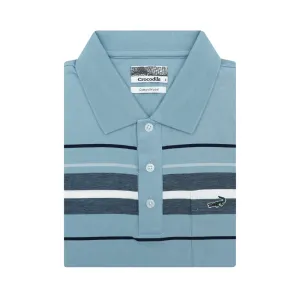 Crocodile Short-Sleeved Polo (Greyish Blue)