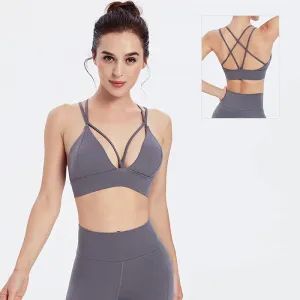 Cross Back Yoga Push Up Shockproof Fitness Gym Crop Top Sports Bra for Women