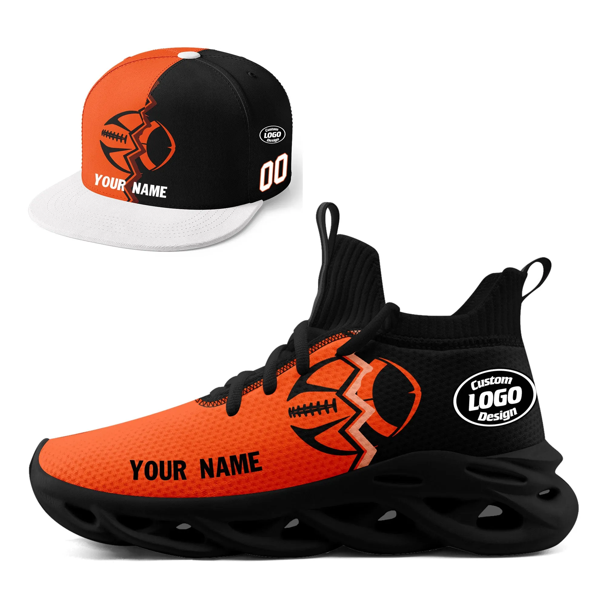 Custom Orange Black Ohio MaxSoul Shoes and Hat Combo Offer Personalized Combo ZH-D028017-19