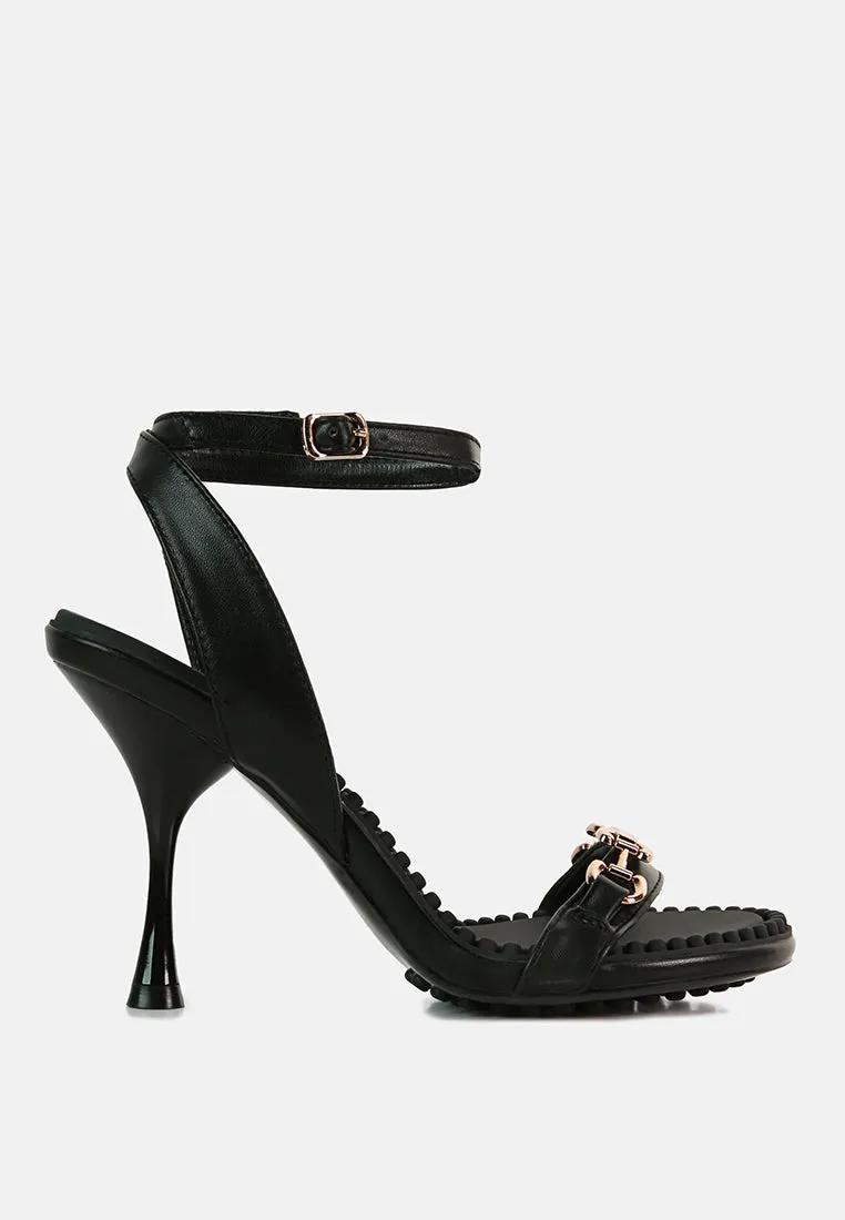 DAENERYS Black Horsebit Embellished Sandals