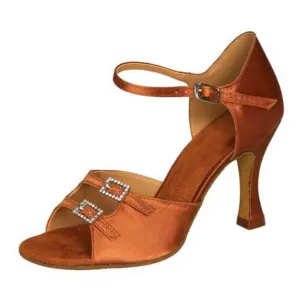 Dark Tan Satin Ballroom Dance Shoes Latin Salsa Dancing Shoes Online