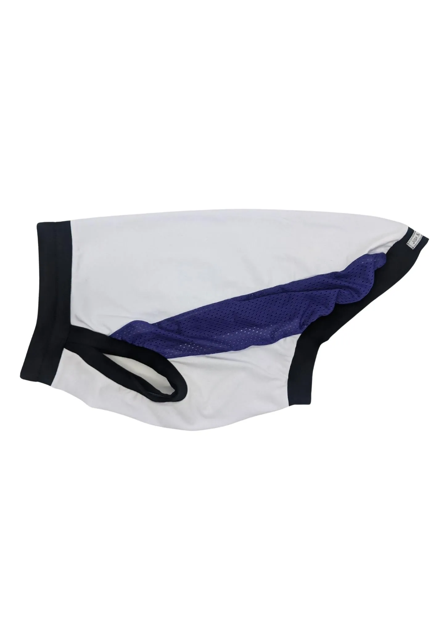 Dog Sports Jersey - White Body, Purple Mesh Sides, Black Trim