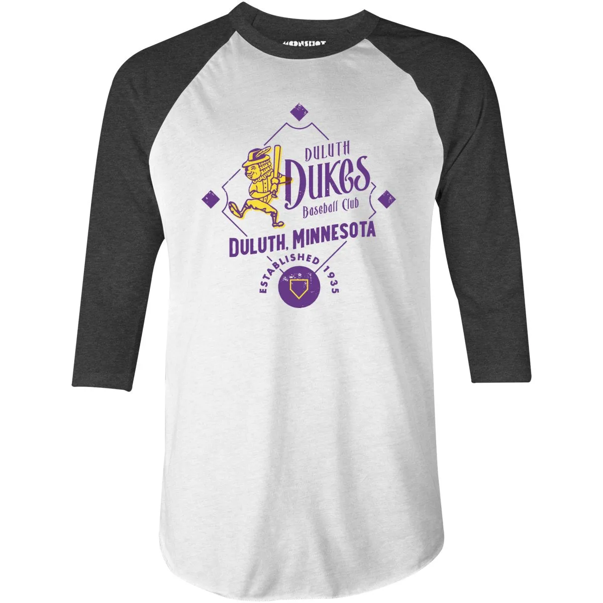 Duluth Dukes - Minnesota - Vintage Defunct Baseball Teams - 3/4 Sleeve Raglan T-Shirt