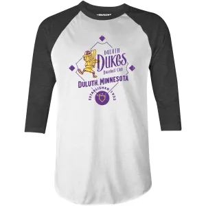 Duluth Dukes - Minnesota - Vintage Defunct Baseball Teams - 3/4 Sleeve Raglan T-Shirt