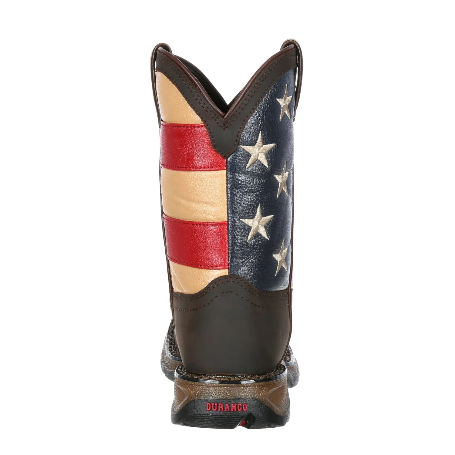 Durango Kids Unisex Lil Rebel Western Brown/Union Flag Leather Cowboy Boots