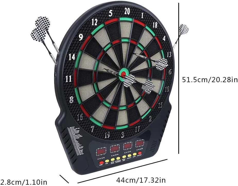 Electronic Dartboard, 4 LED Display Screen Automatic Scoring Dartboard with 6 Darts