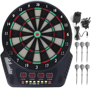 Electronic Dartboard, 4 LED Display Screen Automatic Scoring Dartboard with 6 Darts