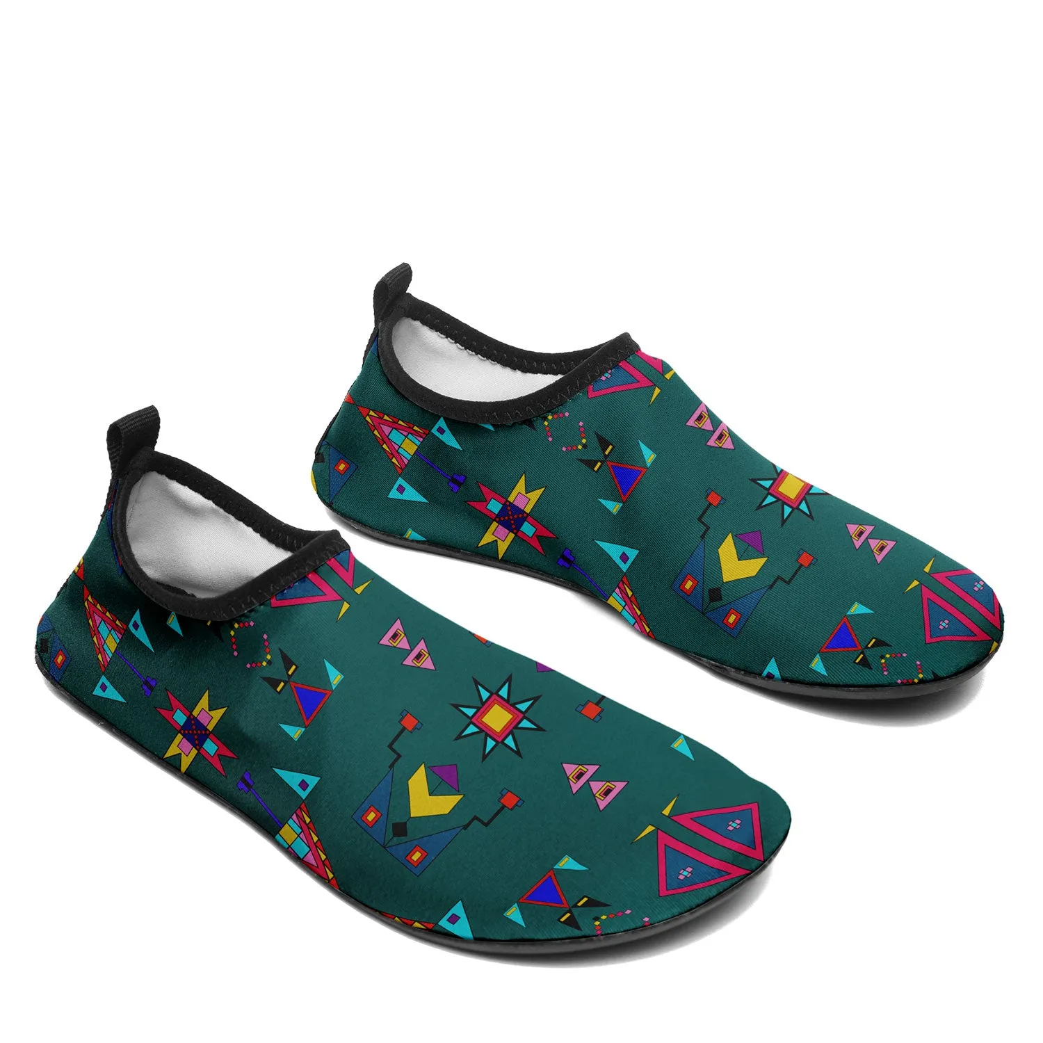 Enemy Territory Teal Kid's Sockamoccs Slip On Shoes