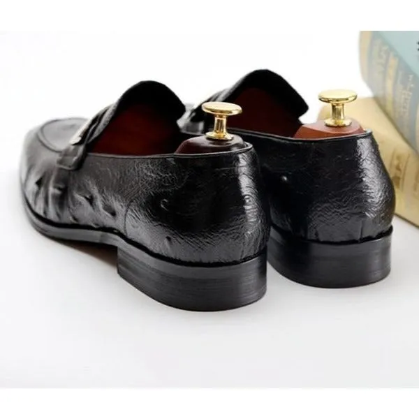 ExoticLux Alligator Texture Slip-On Pointed Toe Loafers