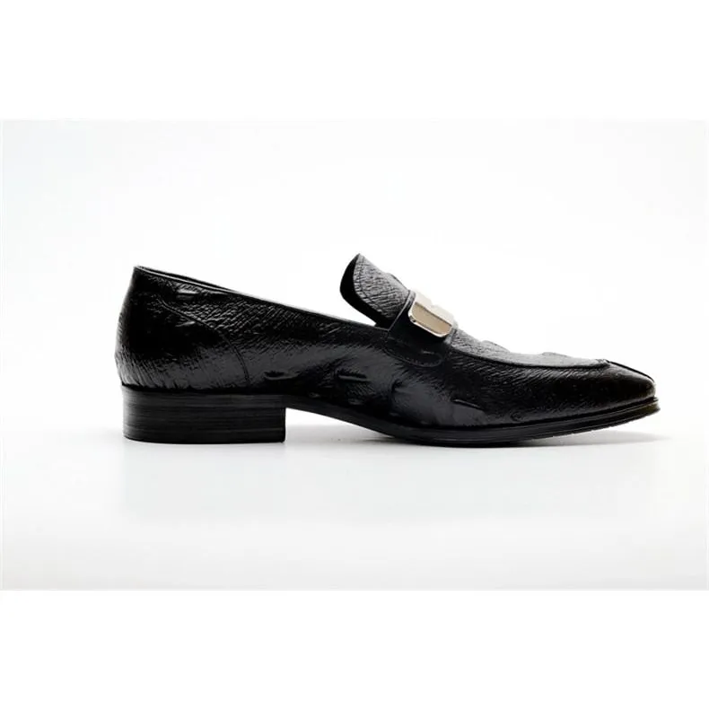 ExoticLux Alligator Texture Slip-On Pointed Toe Loafers