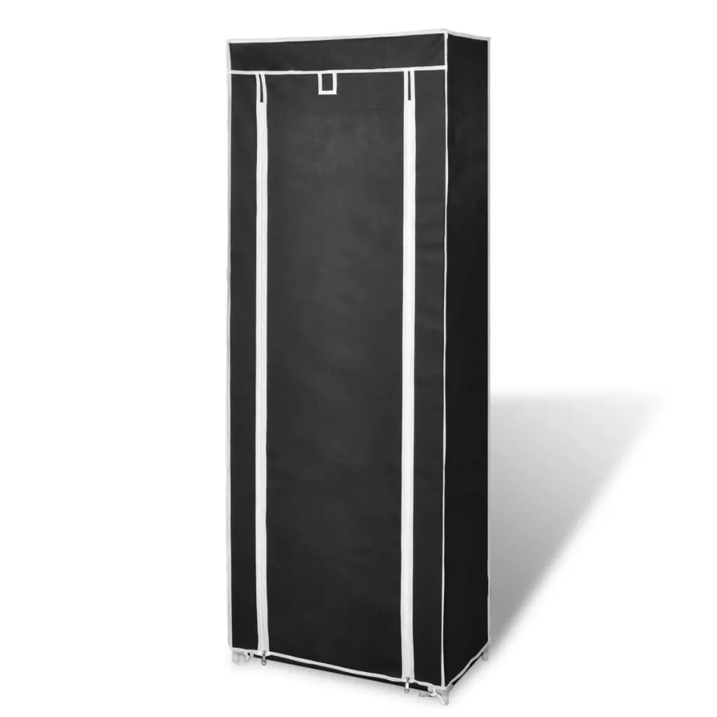 Fabric Shoe Cabinet with Cover 162 x 57 x 29 cm Black