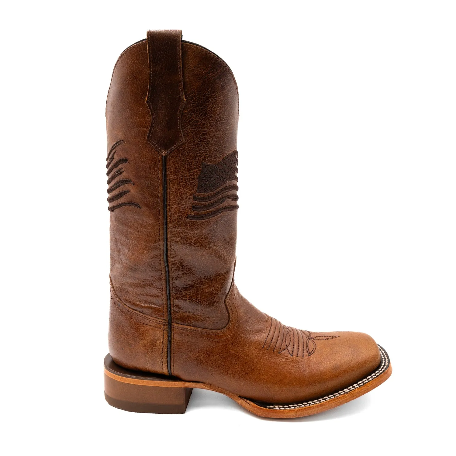 Ferrini Mens Patriot Square Toe Honey Leather 13in Cowboy Boots