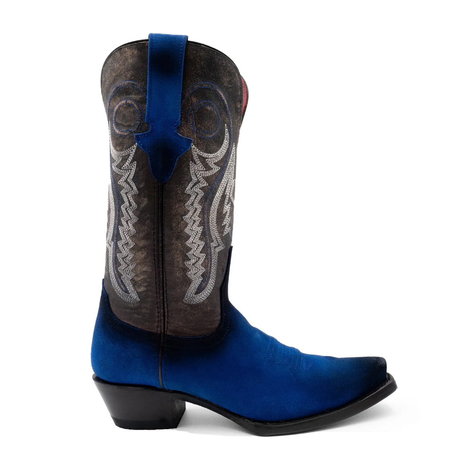 Ferrini Womens Roughrider V-Toe Electric Blue Leather Cowboy Boots