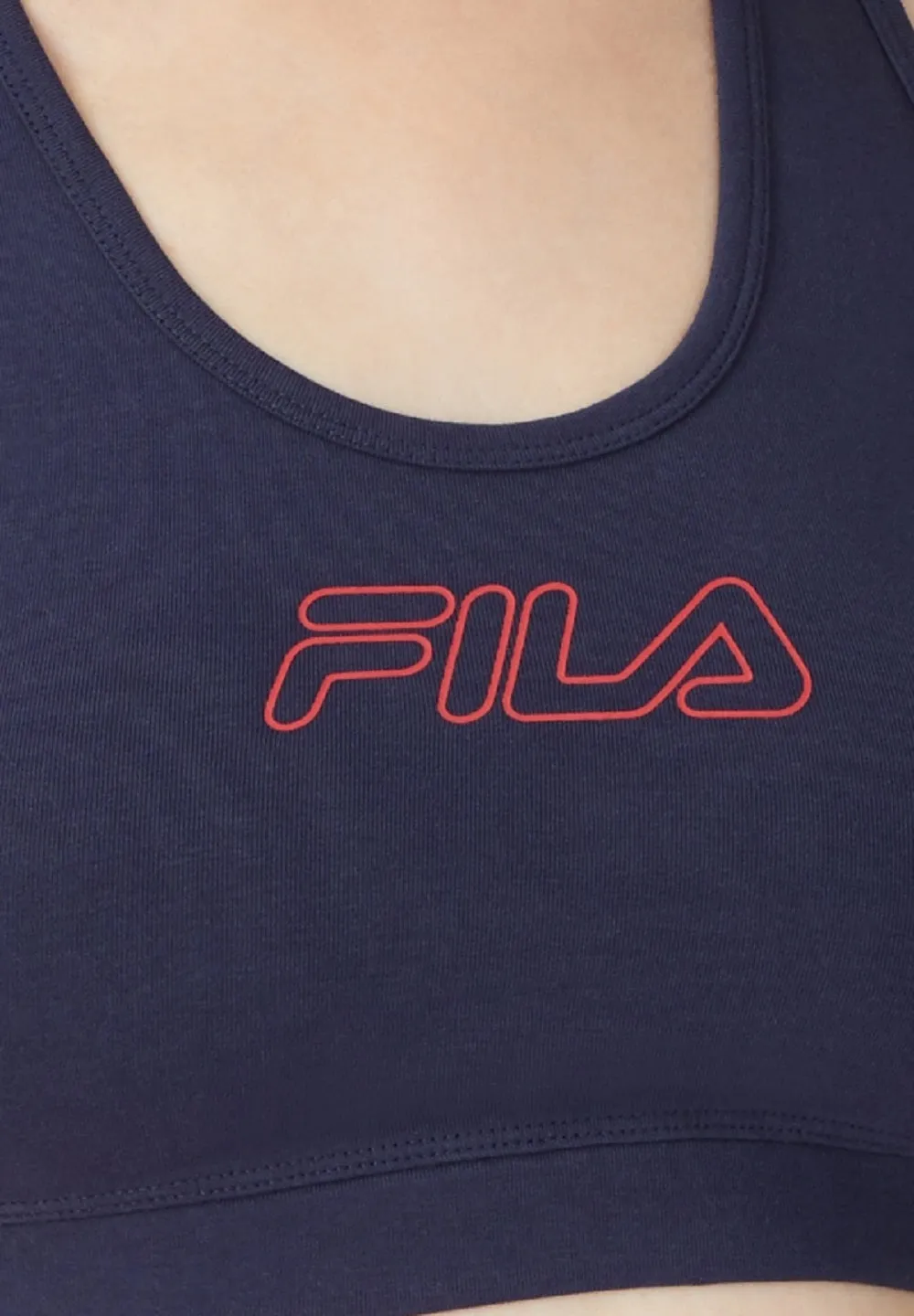 Fila Women's Bloom Logo Pullover Jersey Sports Bra Blue Size 3X