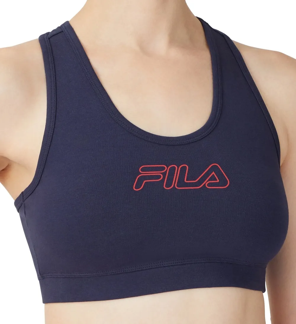 Fila Women's Bloom Logo Pullover Jersey Sports Bra Blue Size 3X