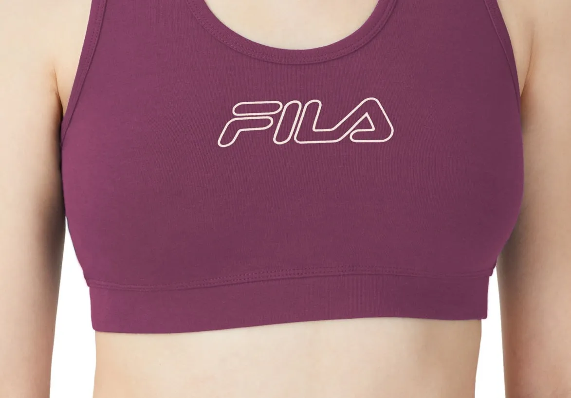 Fila Women's Bloom Logo Pullover Jersey Sports Bra Purple Size 3X