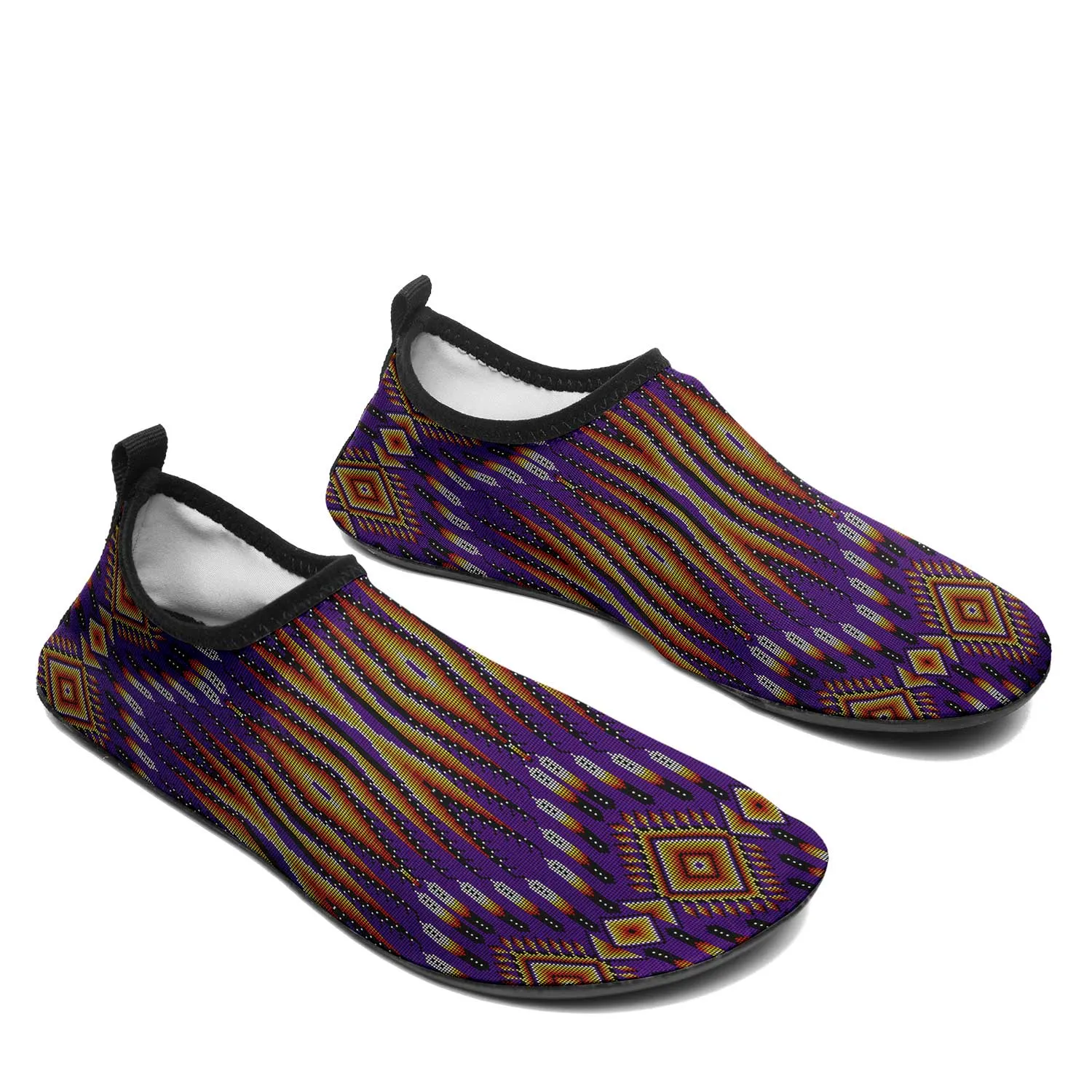 Fire Feather Purple Kid's Sockamoccs Slip On Shoes