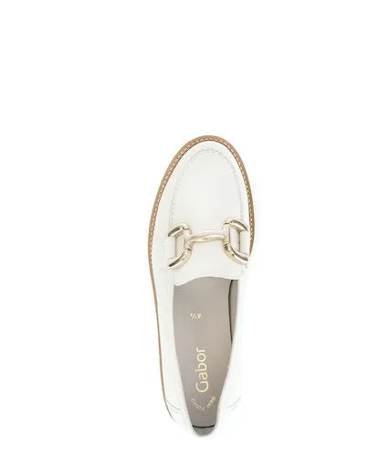 Gabor White Buckle Loafer