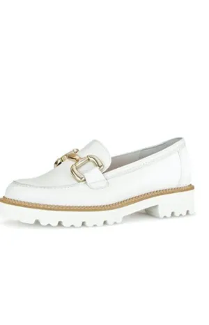 Gabor White Buckle Loafer