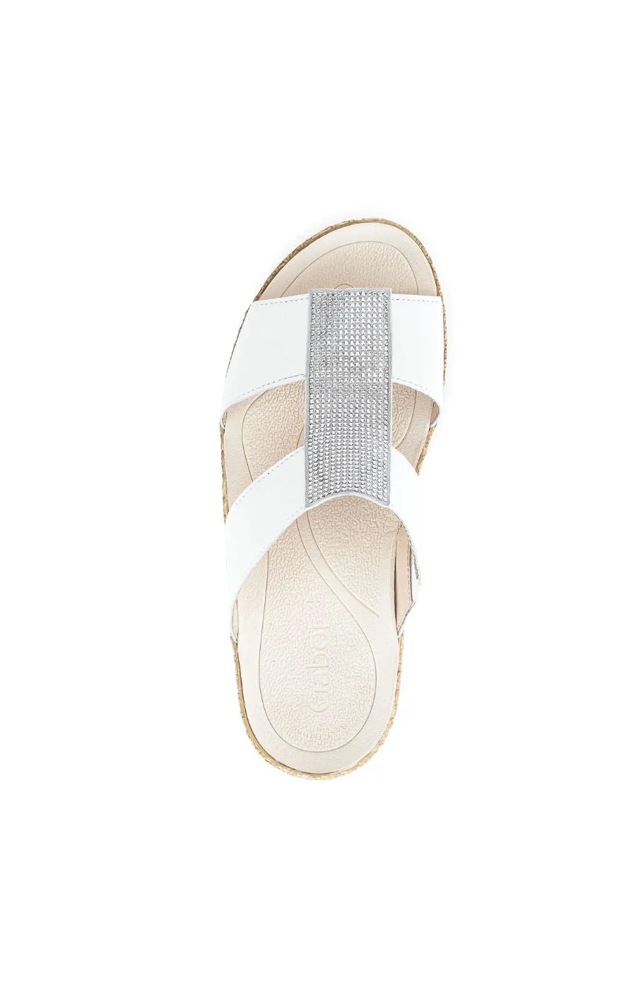 Gabor White Sparkle Slip On Sandal