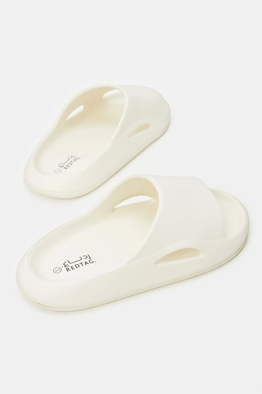 Girls Cream Plain Slide