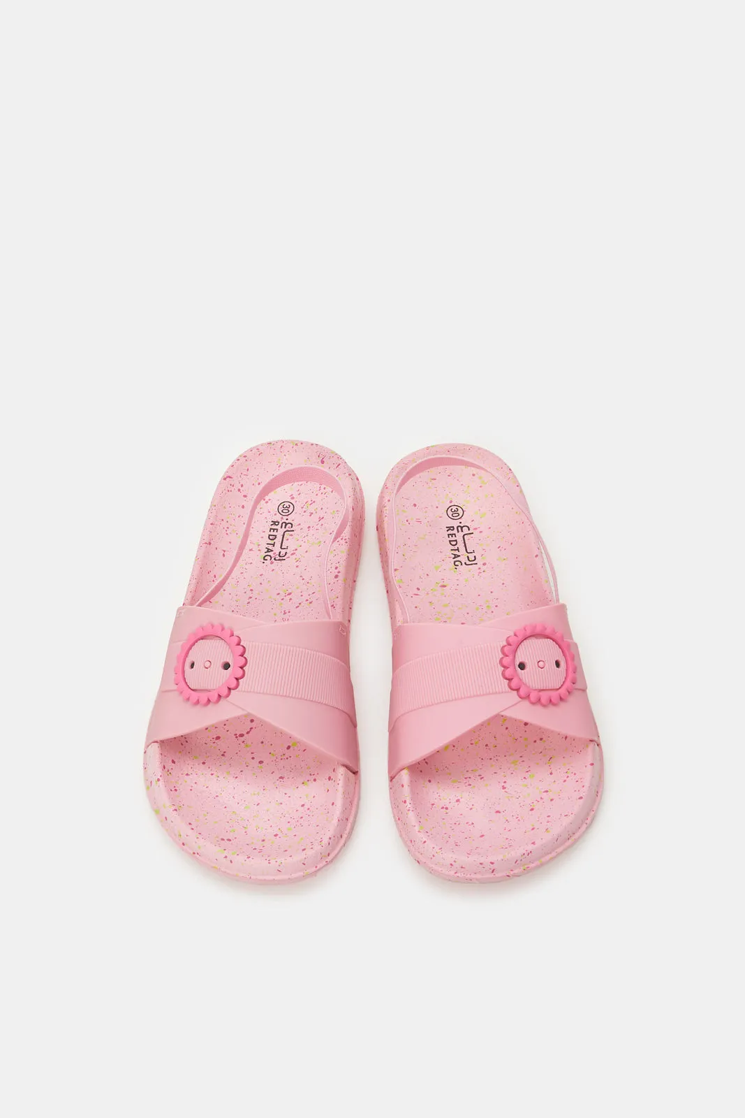 Girls Pink Embossed Buckle Slide