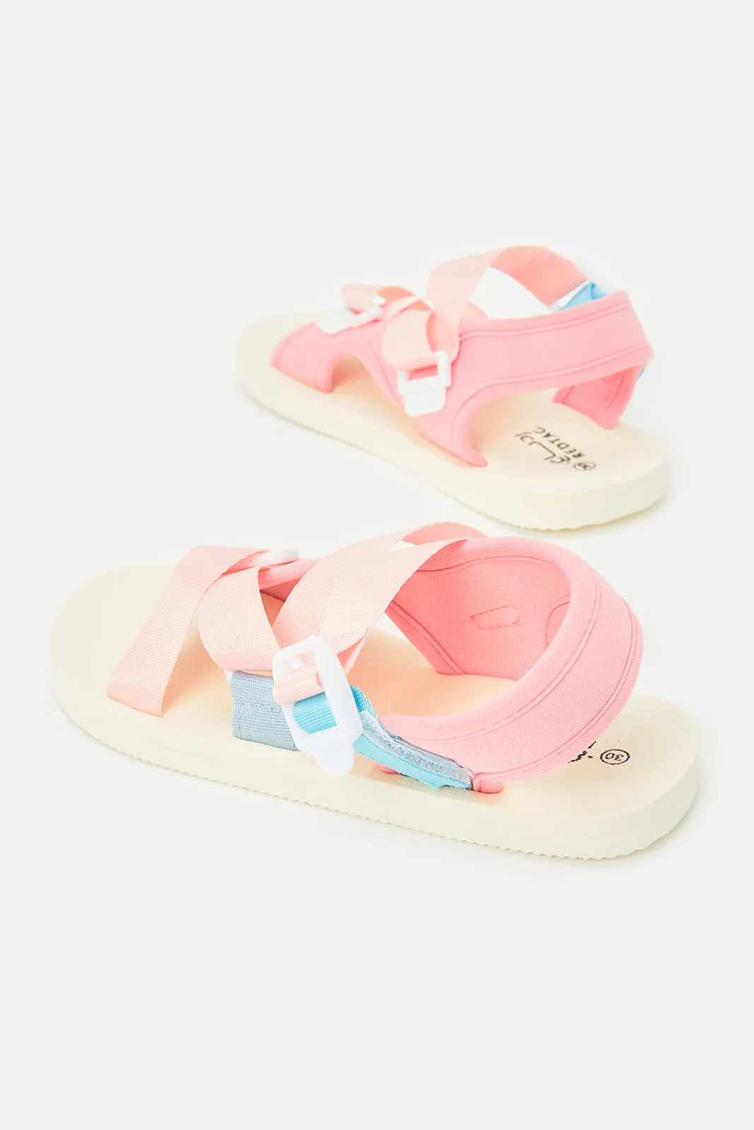 Girls Pink Strappy Slide