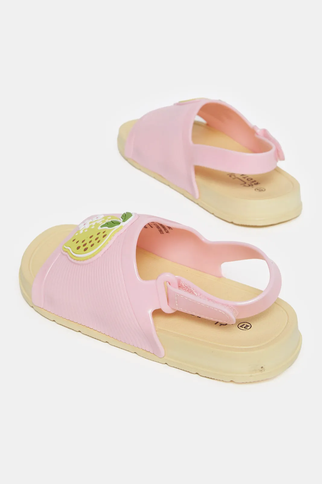 Girls Yellow And Pink Embellished Patch Slide