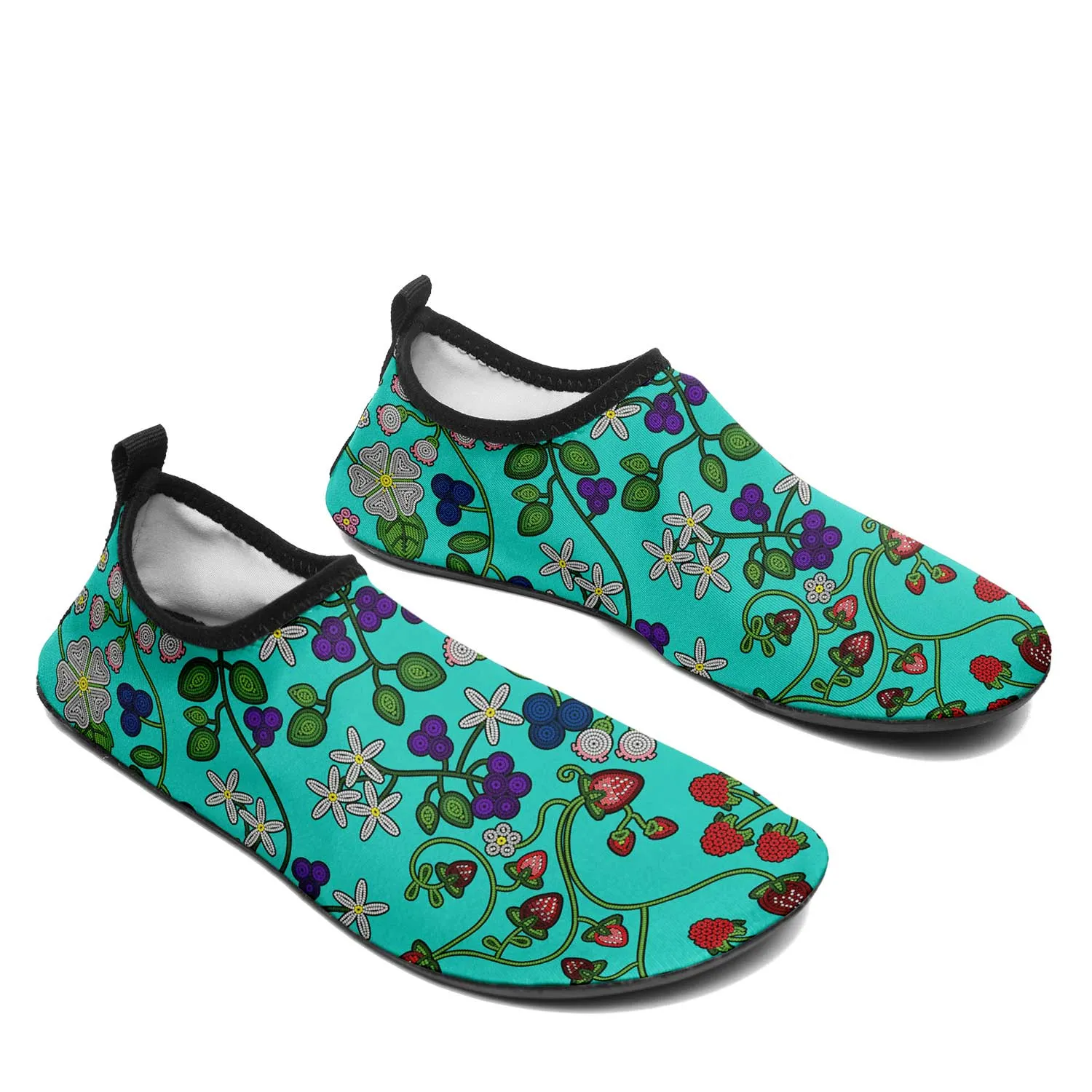 Grandmother Stories turquoise Kid's Sockamoccs Slip On Shoes