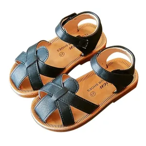 Hopscotch Unisex Cotton Solid Sandals in Black Color