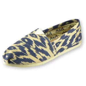 Ikat Blue Canvas Slip On Shoes for Women