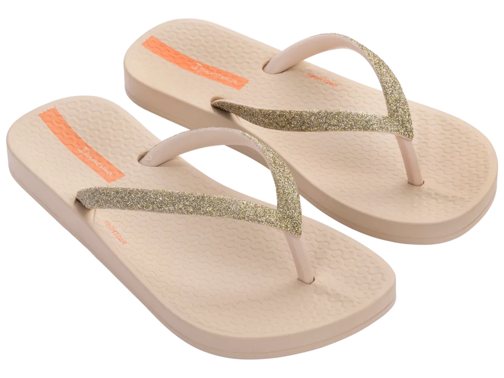 Ipanema Kid's Ana Sparkle Flip Flop - Beige / Beige