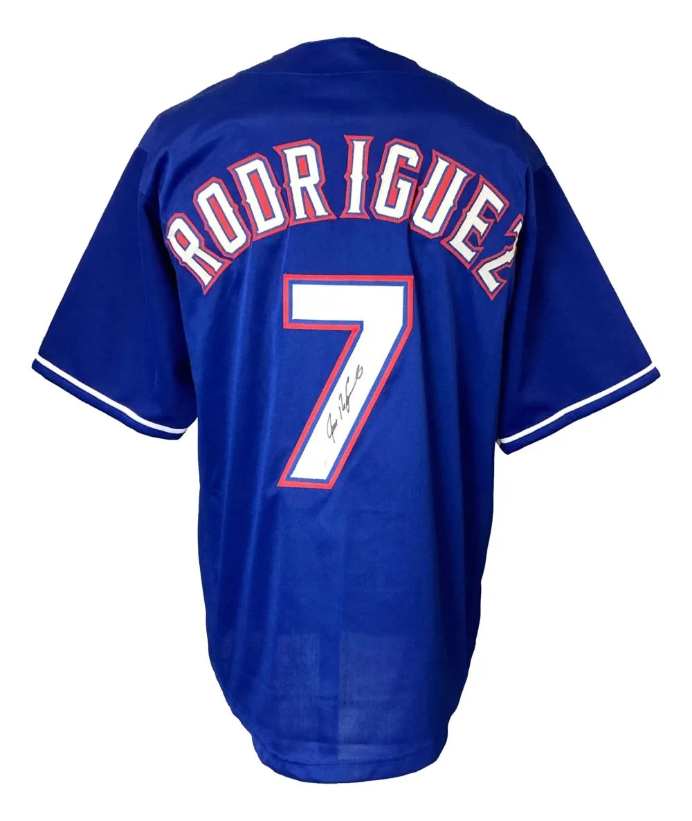 Ivan Rodriguez Texas Signed Blue Baseball Jersey BAS