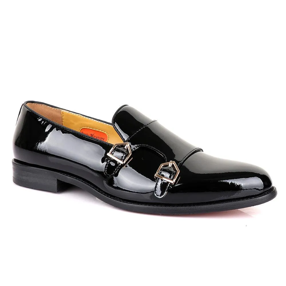 John Mendson Wetlips Monk Strap Black Shoe