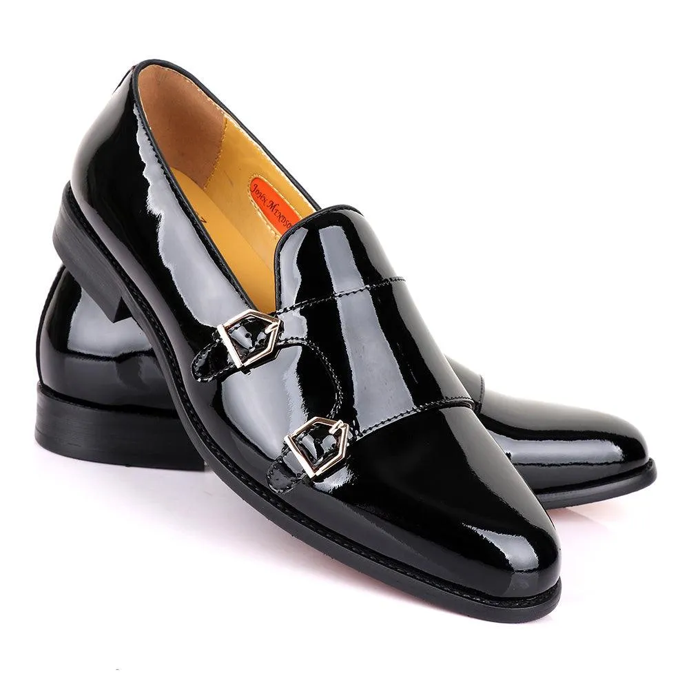 John Mendson Wetlips Monk Strap Black Shoe