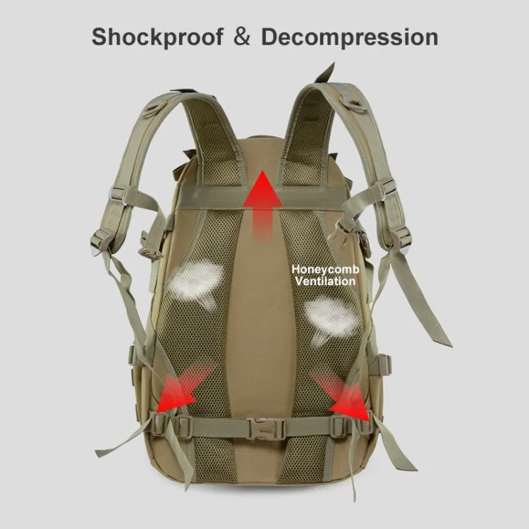 JUNSUNMAY J012 25L Waterproof Outdoor Sports Molle Rucksack Backpack with Reflective Stripe(Khaki)