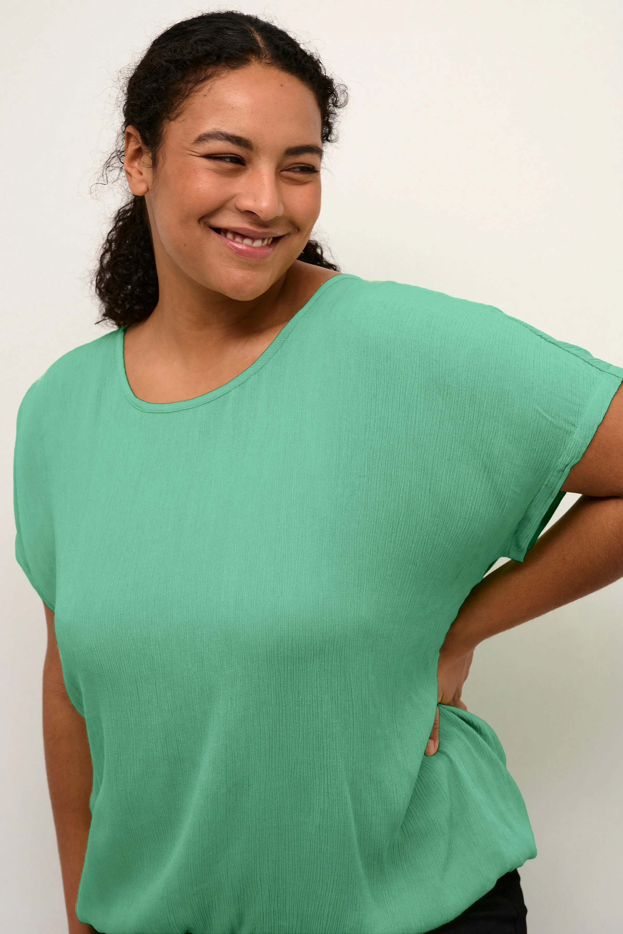 Kaffe Stanley Short Sleeve Blouse in Green