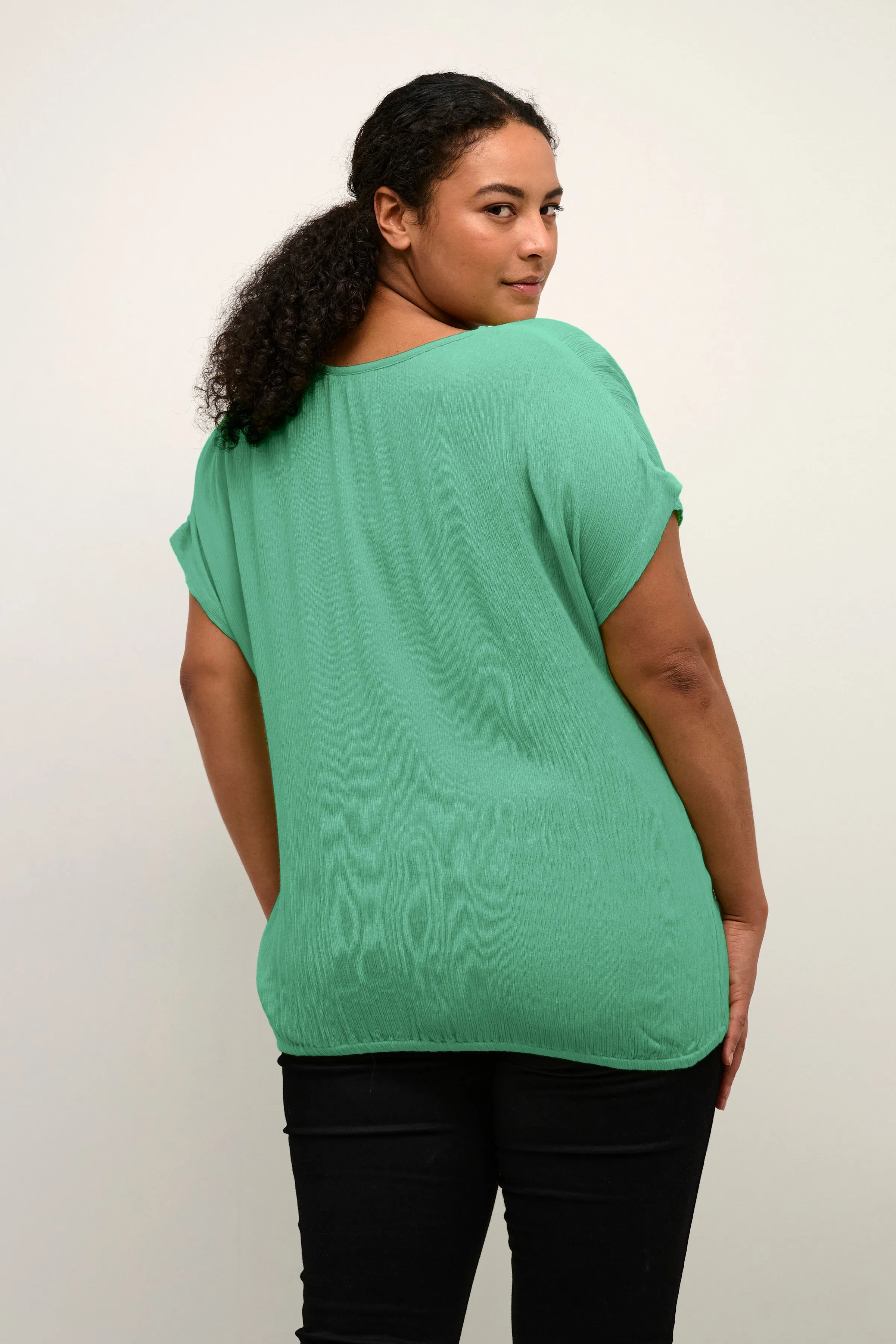 Kaffe Stanley Short Sleeve Blouse in Green