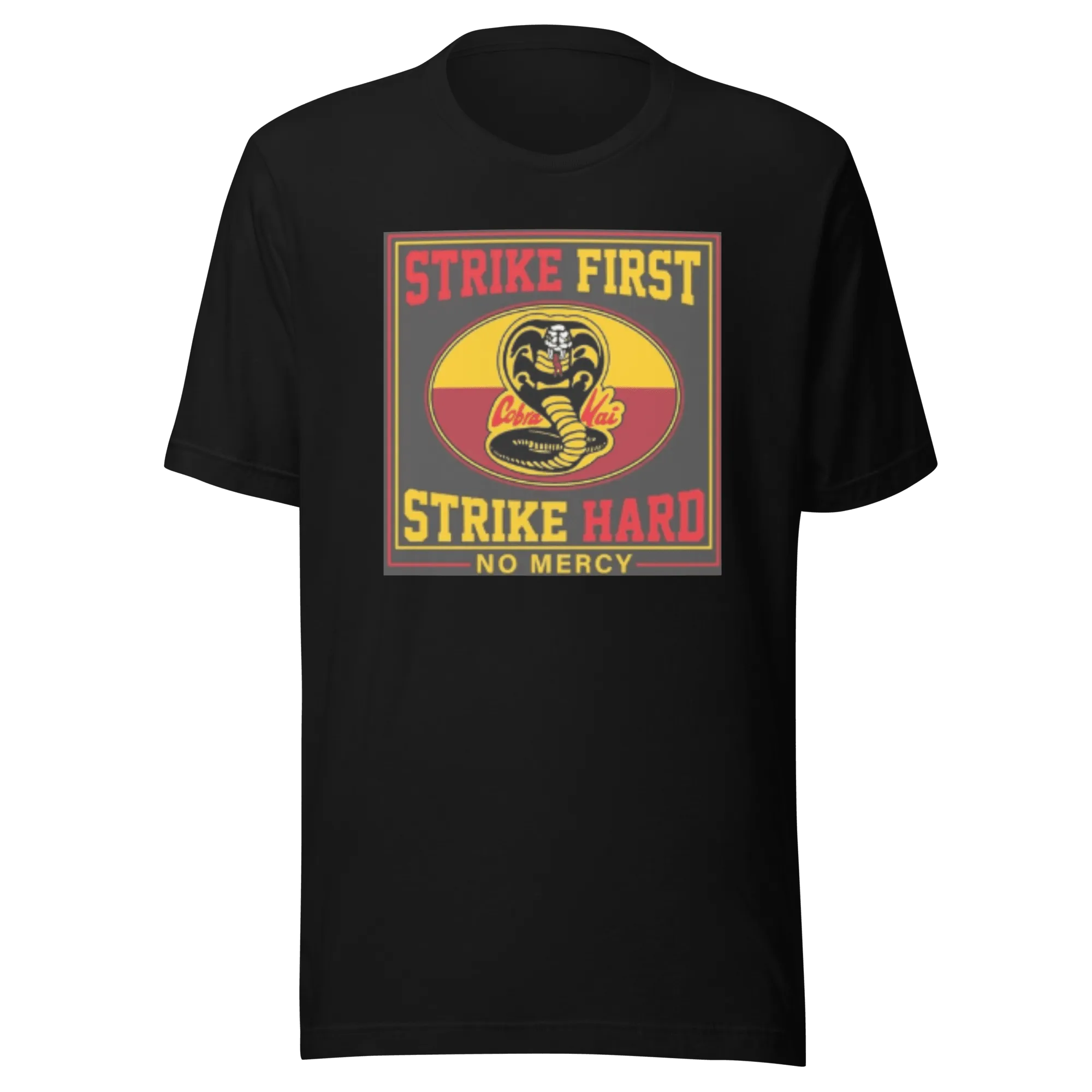 Karate T-shirt Cobra Kai Strike First No Mercy Short Sleeve Ultra Soft Cotton Crewneck Top