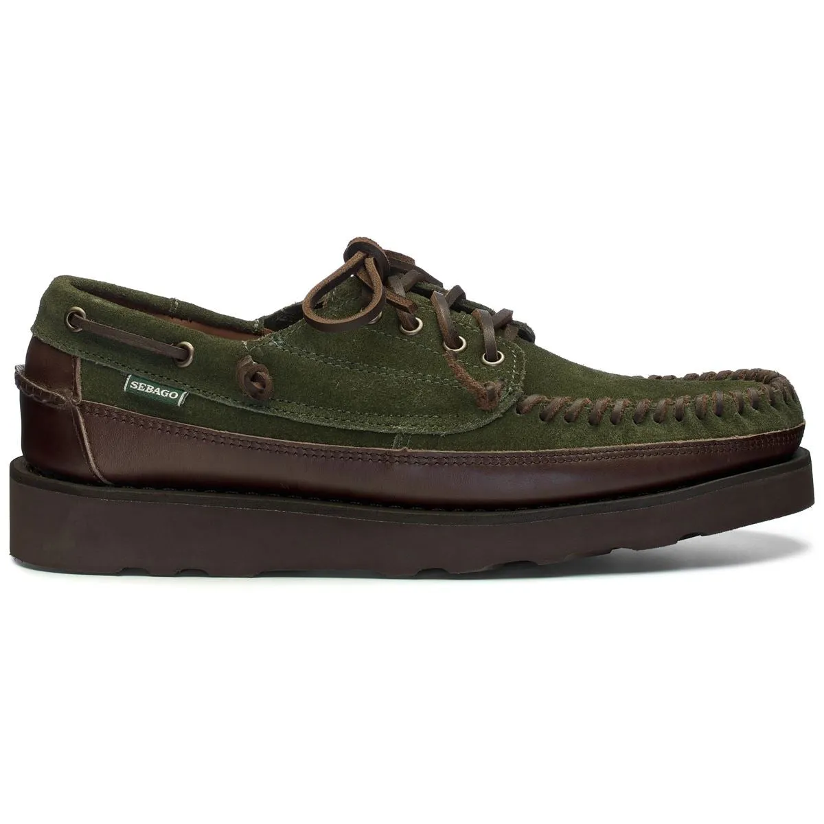 Keuka Lea Canoe Moc - Dark Brown & Forest Green