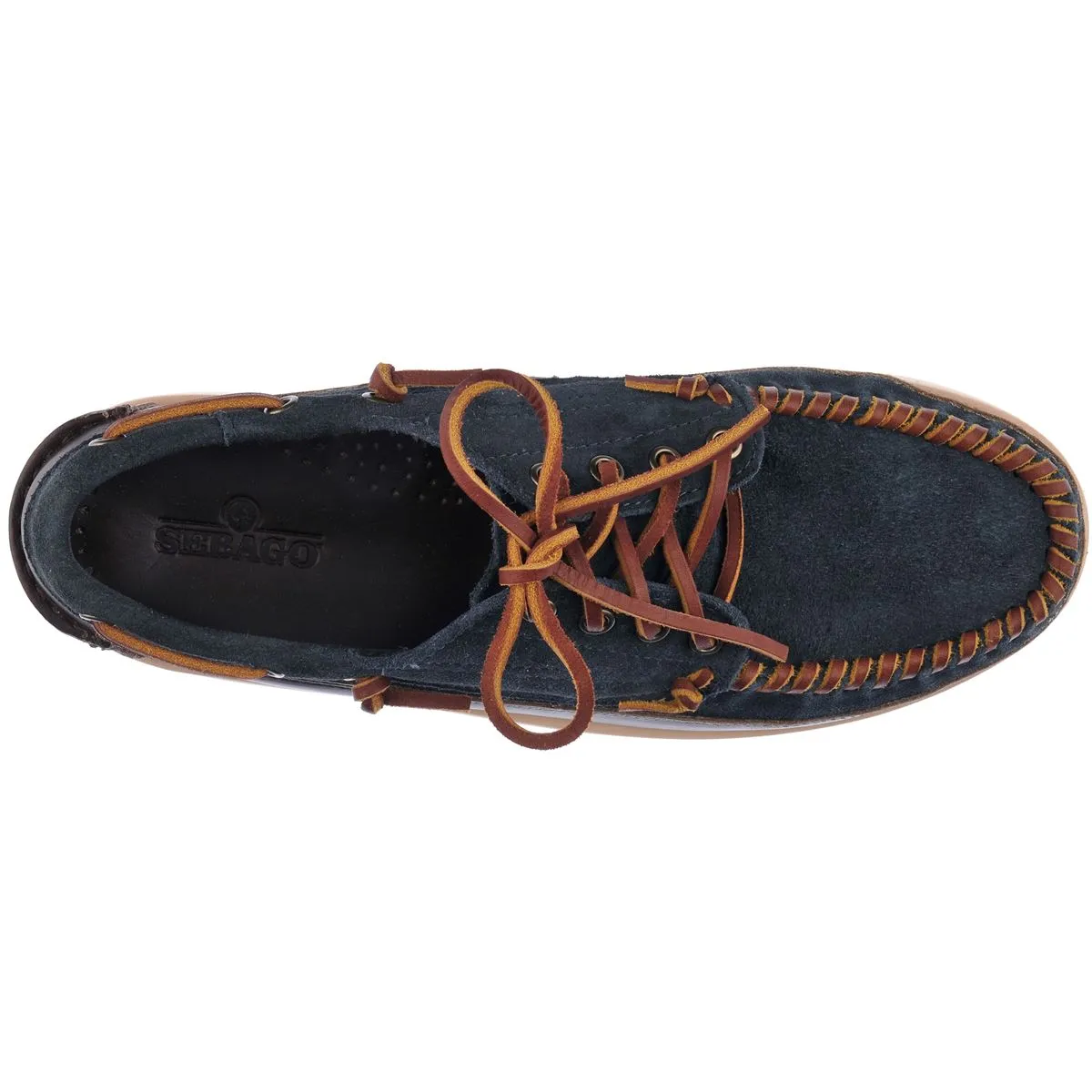 Keuka Lea Canoe Moc - Navy Blue & Dark Brown