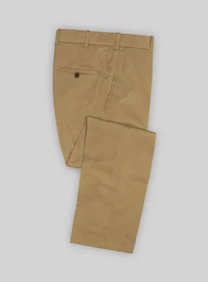 Khaki Feather Cotton Canvas Stretch Pants