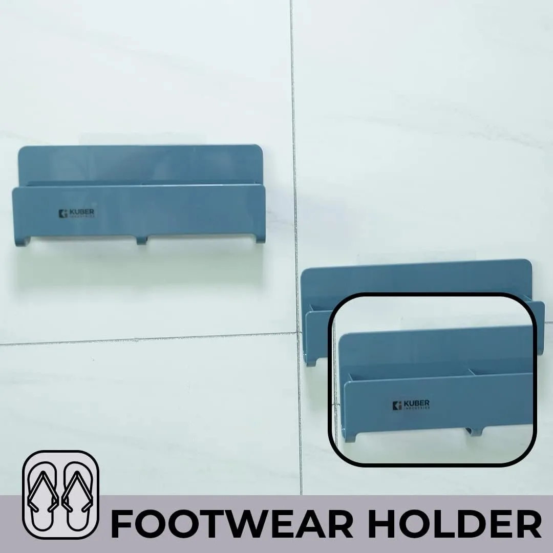 Kuber Industries Wall Mounted Shoe Rack for Home|Compact & Durable|Self-Adhesive|Unique Design|Shoe Stand For Bathroom & Bedroom|Pack of 2|1354A|Blue