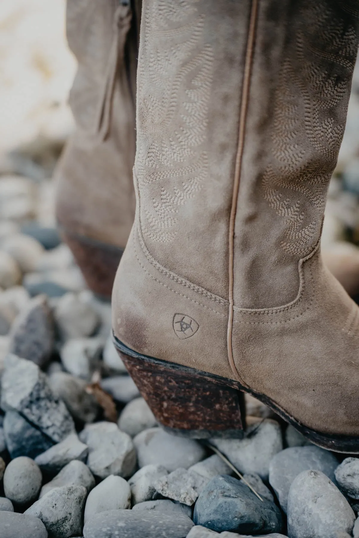 'Laramie' Ariat Tall Suede Western Boot with Calf Stretch Fit {Distressed Dijon}