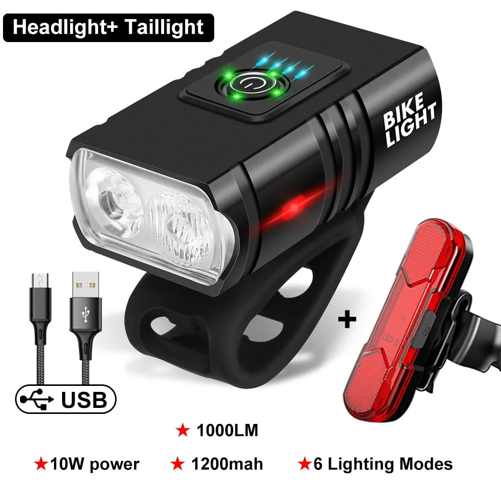 LED Bicycle Light 1000LM USB Rechargeable Bike Front Lamp