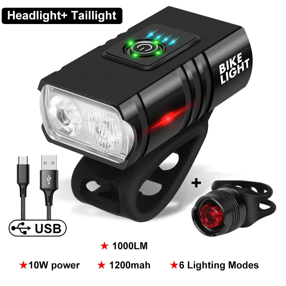 LED Bicycle Light 1000LM USB Rechargeable Bike Front Lamp