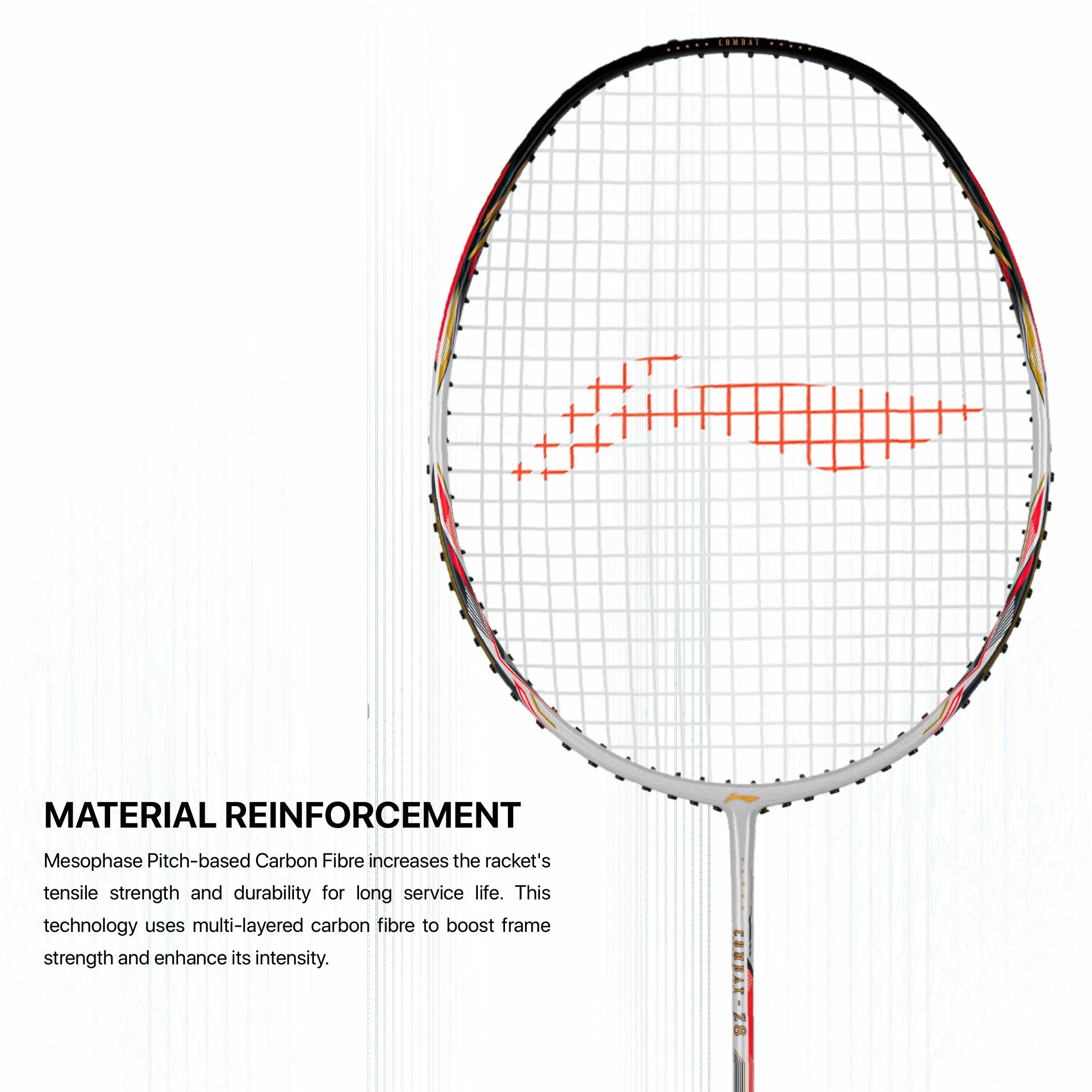 Li-Ning Combat Z8 Strung Badminton Racquet (Orange / White / Black)