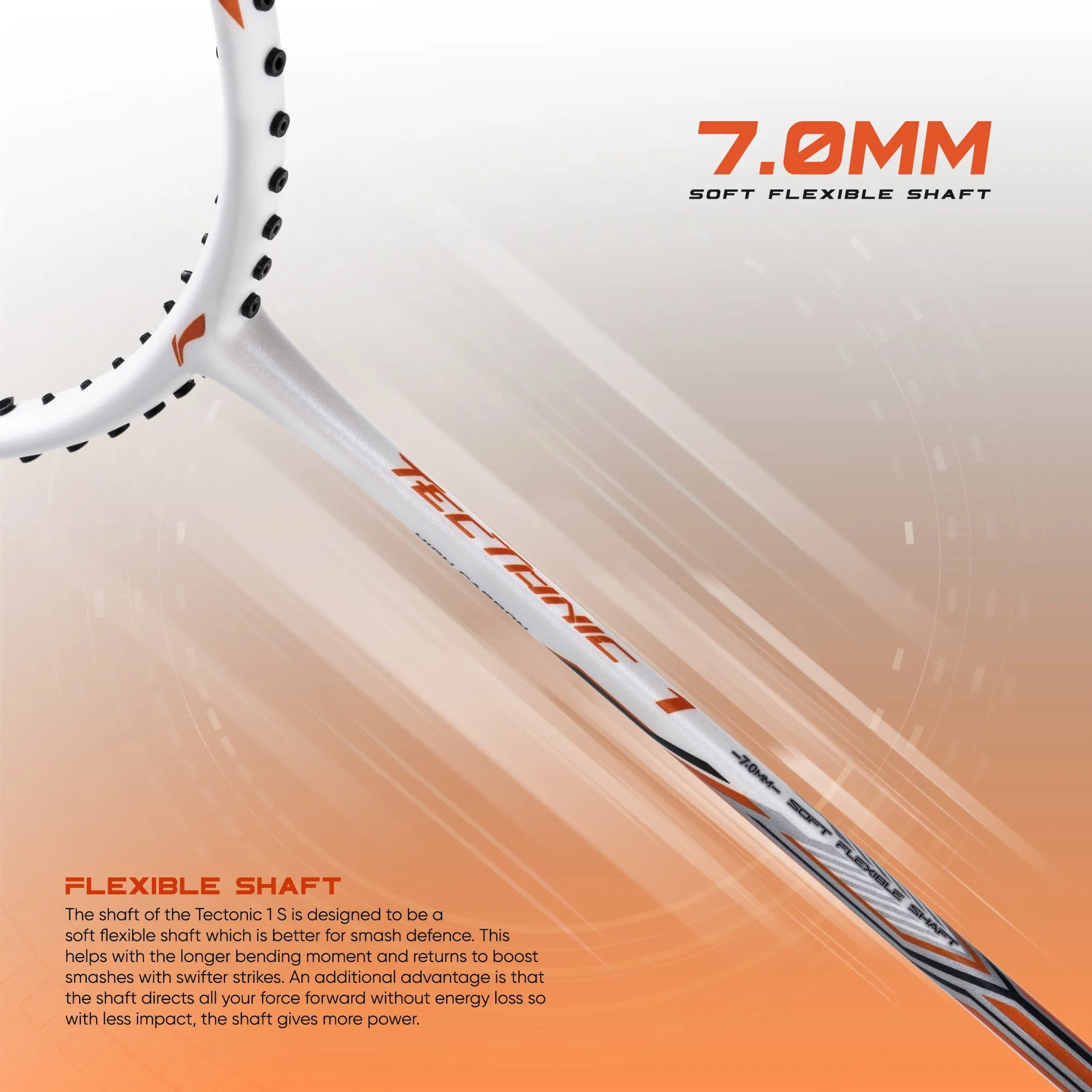 Li-Ning Tectonic 1S Strung Badminton Racquet (White / Black / Grey)